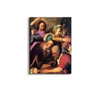 Artopweb EarthArt Materic 80 × 60 cm Tableau matériel 3D effet pinceau léger prêt à accrocher écologique - Christ driving the money changers from the temple di Rembrandt