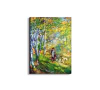 Artopweb EarthArt Materic 80 × 60 cm Tableau matériel 3D effet pinceau léger prêt à accrocher écologique - Young man in the forest of Fontainebleau par Renoir Pierre-Auguste