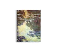 Artopweb EarthArt Materic 80 × 60 cm Tableau matériel 3D effet pinceau léger prêt à accrocher écologique - Water lies. water landscape VI de Monet Claude