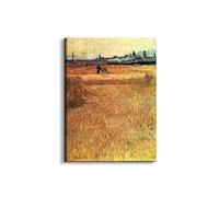 Artopweb EarthArt Materic 80 × 60 cm Tableau matériel 3D effet pinceau léger prêt à accrocher écologique - Wheat field with a view of Arles par Van Gogh Vincent