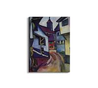 Artopweb EarthArt Materic 80 × 60 cm Tableau matériel 3D effet pinceau léger prêt à accrocher écologique - Street with a Church in Kandern par Macke August