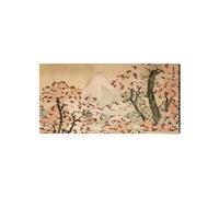 Artopweb EarthArt Plain 50 × 100 cm Cadre fin art mat anti-réfléchissant léger prêt à accrocher écologique - Mount Fuji behind cerry trees and flowers par Hokusai Katsushika