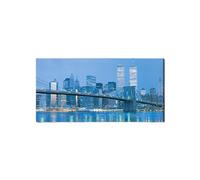 Artopweb EarthArt Plain 50 × 100 cm Tableau Fine-Art Mat Anti-Réflexe Léger Prêt à Suspendre Décoration Maison Art Design Italien Eco-Friendly - Brooklyn Bridge Night View par Art Studio
