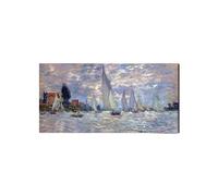 Artopweb EarthArt Plain 50×100 cm Tableau Fine Art Mat Anti-Réflexe Léger Prêt à Suspendre Décoration Maison Art Design Italien Eco-Friendly - les Barques de Monet Claude