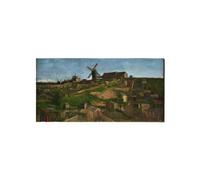 Artopweb EarthArt Plain 50 × 100 cm Tableau Fine-Art Mat Anti-Réflexe Léger Prêt à Suspendre Décoration Maison Art Design Italien Eco-Friendly - The Hill of Monmartre de Van Gogh Vincent