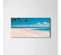 Artopweb EarthArt Plain 50 × 100 cm Tableau Fine-Art Mat Anti-Réflexe Léger Prêt à Suspendre Décoration Maison Art Design Italien Eco-Friendly - Beach Azure par Art Studio