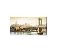 Artopweb EarthArt Plain 50 × 100 cm Tableau Fine-Art Mat Anti-Réflexe Léger Prêt à Suspendre Décoration Maison Art Design Italien Eco-Friendly - Manhattan Bridge d'Art Studio