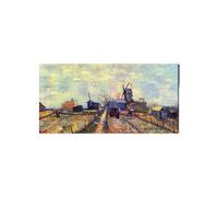 Artopweb EarthArt Plain 50 × 100 cm Tableau Fine-Art Mat Anti-Réflexe Léger Prêt à Suspendre Eco-Friendly - Vegetable Gardens on the Montmartre par Van Gogh Vincent