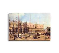 Artopweb EarthArt Plain 53 × 80 cm Cadre fin art mat anti-réflexe léger prêt à accrocher décoration maison art design italien écologique - La place Saint-Marc de Canaletto