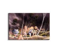 Artopweb EarthArt Plain 53 × 80 cm Cadre fin art mat anti-réflexe léger prêt à accrocher écologique - Peasants surprised by a violent storm par Hokusai Katsushika