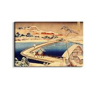Artopweb EarthArt Plain 53 × 80 cm Cadre fin art mat anti-réflexe léger prêt à accrocher écologique - The swimming bridge of Sano de Hokusai Katsushika