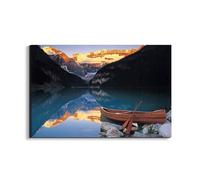 Artopweb EarthArt Plain 53 × 80 cm Cadre Fine Art Mat Anti-Réflexe Léger Prêt à Suspendre Décoration Maison Art Design Italien Eco-Friendly - Canoës On Lake Louise par Art Studio