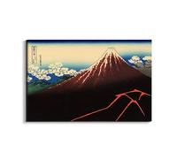 Artopweb EarthArt Plain 53 × 80 cm Cadre Fine Art Mat Anti-Réflexe Léger Prêt à Suspendre Décoration Maison Art Design Italien Eco-Friendly - Lightning below the Sommet de Hokusai Katsushika