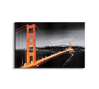 Artopweb EarthArt Plain 53 × 80 cm Cadre Fine Art Mat Anti-Réflexe Léger Prêt à Suspendre Décoration Maison Art Design Italien Eco-Friendly - San Francisco Golden Gate Black & Red