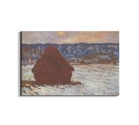 Artopweb EarthArt Plain 53 × 80 cm Tableau Fine-Art Mat Anti-Réflexe Léger Prêt à Suspendre Décoration Maison Art Design Italien Eco-Friendly - Haystacks, Snow, covered the sky de Monet Claude