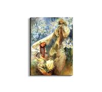 Artopweb EarthArt Plain 78 × 58 cm Cadre fin art mat anti-réflexe léger prêt à accrocher décoration maison art design italien écologique - Homage to Mucha - Madonna of the Lilies