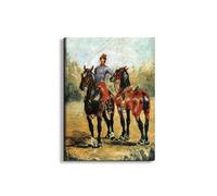 Artopweb EarthArt Plain 80 × 60 cm Cadre fin art mat anti-réflexe léger prêt à accrocher décoration maison art design italien écologique - Groom avec deux chevaux de Toulouse-Lautrec