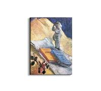 Artopweb EarthArt Plain 80 × 60 cm Cadre Fine-Art Mat Anti-Réflexe Léger Prêt à Suspendre Eco-Friendly - Still Life with torse. a roses and two novels de Van Gogh Vincent