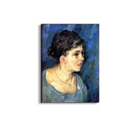 Artopweb EarthArt Plain 80 × 60 cm Tableau Fine-Art Mat Anti-Réflexe Léger Prêt à Suspendre Décoration Maison Art Design Italien Eco-Friendly - Portrait of Woman in Blue par Van Gogh Vincent