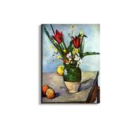 Artopweb EarthArt Plain 80 × 60 cm Tableau Fine-Art Mat Anti-Réflexe Léger Prêt à Suspendre Décoration Maison Art Design Italien Eco-Friendly - Still Life. Tulips and Apples par Cezanne Paul