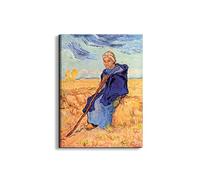 Artopweb EarthArt Plain 80 × 60 cm Tableau Fine-Art Mat Anti-Réflexe Léger Prêt à Suspendre Décoration Maison Art Design Italien Eco-Friendly - The Shepherdess de Van Gogh Vincent