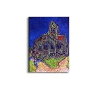 Artopweb EarthArt Plain 80 × 60 cm Tableau Fine-Art Mat Anti-Réflexe Léger Prêt à Suspendre Décoration Maison Art Design Italien Eco-Friendly - The Church of Auvers de Van Gogh Vincent