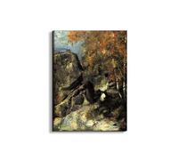 Artopweb EarthArt Plain 80 × 60 cm Tableau Fine-Art Mat Anti-Réflexe Léger Prêt à Suspendre Décoration Maison Art Design Italien Eco-Friendly - Rocks in Fountanbleu Forest de Cezanne Paul