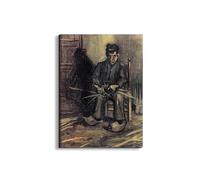 Artopweb EarthArt Plain 80 × 60 cm Tableau Fine Art Mat Anti-Réflexe Léger Prêt à Suspendre Décoration Maison Art Design Italien Eco-Friendly - Peasant Making a Basket par Van Gogh Vincent