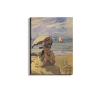 Artopweb EarthArt Plain 80 × 60 cm Tableau Fine-Art Mat Anti-Réflexe Léger Prêt à Suspendre Eco-Friendly - Camille Monet on the Beach at Trouville par Monet Claude