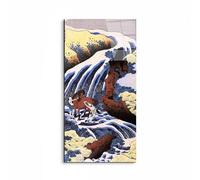 Artopweb EarthArt Total Gloss 100 × 50 cm Tableau brillant à miroir léger, prêt à accrocher, décoration maison, art design italien écologique - Waterfall and horse washing par Hokusai Katsushika
