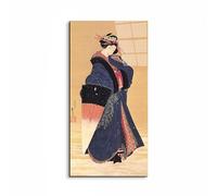 Artopweb EarthArt Total Gloss 100 x 50 cm Tableau brillant à miroir léger prêt à accrocher écologique - Beauty with umbrella in the snow par Hokusai Katsushika