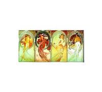 Artopweb EarthArt Total Gloss 50 × 100 cm Tableau brillant à miroir léger, prêt à accrocher, décoration maison, art design italien écologique - Homage to Mucha - Poetry, dance, painting, music