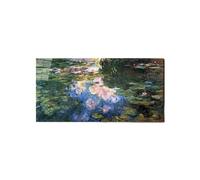Artopweb EarthArt Total Gloss 50 × 100 cm Tableau brillant à miroir léger, prêt à accrocher, décoration maison, art design italien écologique - Water Lillies III de Monet Claude