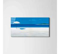 Artopweb EarthArt Total Gloss 50 × 100 cm Tableau brillant à miroir léger, prêt à accrocher, décoration maison, art design italien écologique, plage bleu d'art studio
