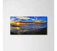 Artopweb EarthArt Total Gloss 50 × 100 cm Tableau brillant à miroir léger, prêt à accrocher, décoration maison, art design italien écologique - plage de soirée d'art studio