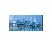 Artopweb EarthArt Total Gloss 50×100 cm Tableau brillant à miroir léger, prêt à accrocher, décoration maison, art design italien écologique - Brooklyn Bridge Night View par Art Studio