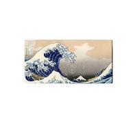 Artopweb EarthArt Total Gloss 50 × 100 cm Tableau brillant à miroir léger, prêt à accrocher, décoration maison, art design italien écologique - Homage to Hokusai - The great wave of Art Studio