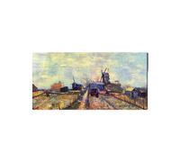 Artopweb EarthArt Total Gloss 50 × 100 cm Tableau brillant à miroir léger, prêt à accrocher écologique - Vegetable gardens on the Montmartre par Van Gogh Vincent