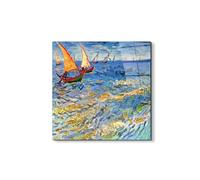 Artopweb EarthArt Total Gloss 50×70 cm | Tableau brillant à miroir, léger et prêt à accrocher | Décoration de la maison Art Design Italien Eco-Friendly - The sea at Saintes-Maries de Van Gogh Vincent