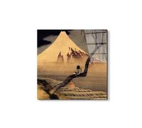 Artopweb EarthArt Total Gloss 50×70 cm | Tableau brillant à miroir, léger et prêt à accrocher | Décoration de la maison Art Design Italien Eco-Friendly - Boy in front of Fujiama de Hokusai Katsushika