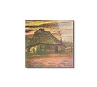 Artopweb EarthArt Total Gloss 50×70 cm | Tableau brillant à miroir, léger et prêt à accrocher | Décoration de la maison Art Design Italien Eco-Friendly - Straw Hut at Dusk de My Store