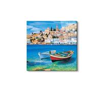 Artopweb EarthArt Total Gloss 50×70 cm | Tableau brillant à miroir, léger et prêt à accrocher | Décoration de la maison Art Design Italien Eco-Friendly - Boat on the beach par Art Studio