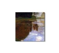 Artopweb EarthArt Total Gloss 50 x 70 cm | Tableau brillant à miroir, léger et prêt à accrocher | Décoration de la maison Art Design Italien Eco-Friendly - Lake in front of the Castle di Klimt Gustav