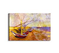 Artopweb EarthArt Total Gloss 53 × 80 cm Tableau brillant à miroir léger, prêt à accrocher, décoration de maison, art design italien écologique - bateaux de Saintes-Maries de Van Gogh Vincent
