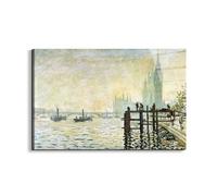 Artopweb EarthArt Total Gloss 53 × 80 cm Tableau brillant à miroir léger, prêt à accrocher, décoration maison, art design italien écologique, Westminster Bridge à Londres par Monet Claude