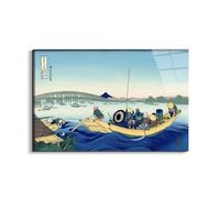Artopweb EarthArt Total Gloss 53 × 80 cm Tableau brillant à miroir léger prêt à accrocher décoration maison art design italien écologique - Sunset across the Ryogoku bridge de Hokusai Katsushika