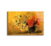 Artopweb EarthArt Total Gloss 53 × 80 cm Tableau brillant à miroir léger, prêt à accrocher, décoration maison, art design italien écologique - Vase avec carnations de Van Gogh Vincent