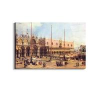 Artopweb EarthArt Total Gloss 53 × 80 cm Tableau brillant à miroir léger, prêt à accrocher, décoration maison, art design italien écologique - La place Saint-Marc de Canaletto