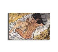 Artopweb EarthArt Total Gloss 53 × 80 cm Tableau brillant à miroir léger, prêt à accrocher, décoration maison, art design italien écologique - The Embrace de Schiele Egon