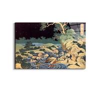Artopweb EarthArt Total Gloss 53 × 80 cm Tableau brillant à miroir léger, prêt à accrocher, décoration maison, art design italien écologique - Fishing with torches de Hokusai Katsushika